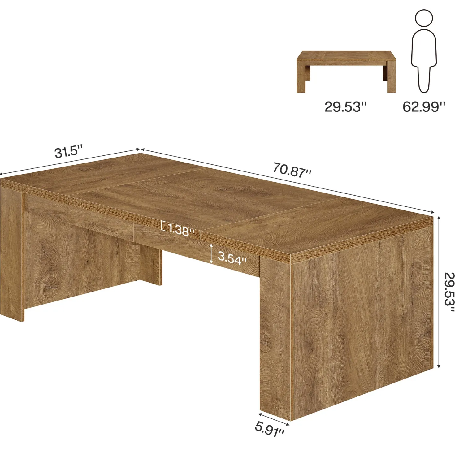 70.87" Dining Table, Rectangular Kitchen Table with Sturdy Frame for 6-8