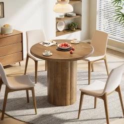 31.5" Dining Table, Small Round Kitchen Table with Sturdy Base for 2-4