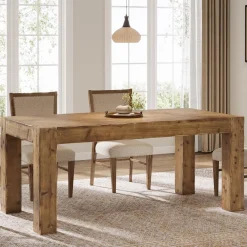 63" Dining Table, Solid Wood Dinner Kitchen Table For 4 To 6