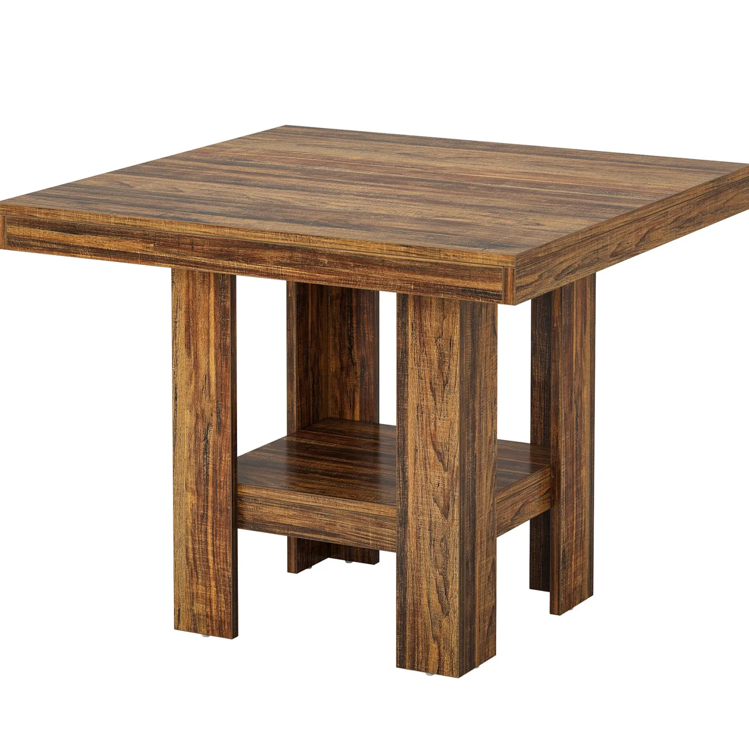 31.5" Dining Table, Square Kitchen Table with Shelf Storage for 4
