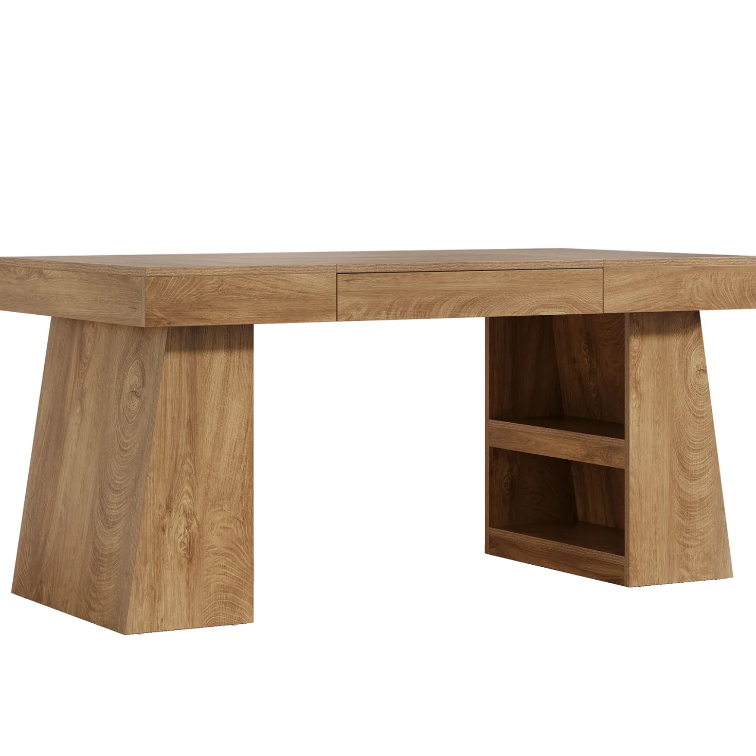 55" Dining Table, Wooden Kitchen Dinner Table with Storage Drawer for 4-6 People