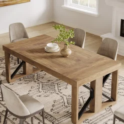 70.8" Dining Table, Wooden Kitchen Dinner Table for 6-8 People