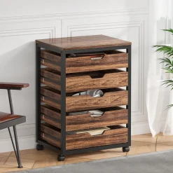 5/7 Drawer Chest, Wooden Storage Dresser Cabinet with Wheels