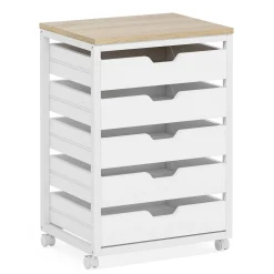 5/7 Drawer Chest, Wooden Storage Dresser Cabinet with Wheels