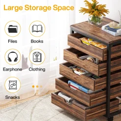 5/7 Drawer File Cabinet, Mobile Drawer Chest Storage Dresser Cabinet