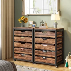 5/7 Drawer File Cabinet, Mobile Drawer Chest Storage Dresser Cabinet