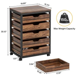 5/7 Drawer File Cabinet, Mobile Drawer Chest Storage Dresser Cabinet
