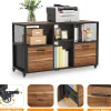 2 Drawer File Cabinet, Wood Mobile Lateral Filing Cabinet