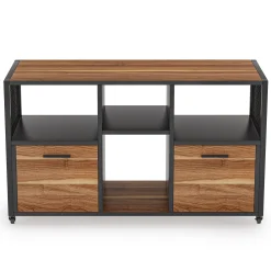 2 Drawer File Cabinet, Wood Mobile Lateral Filing Cabinet