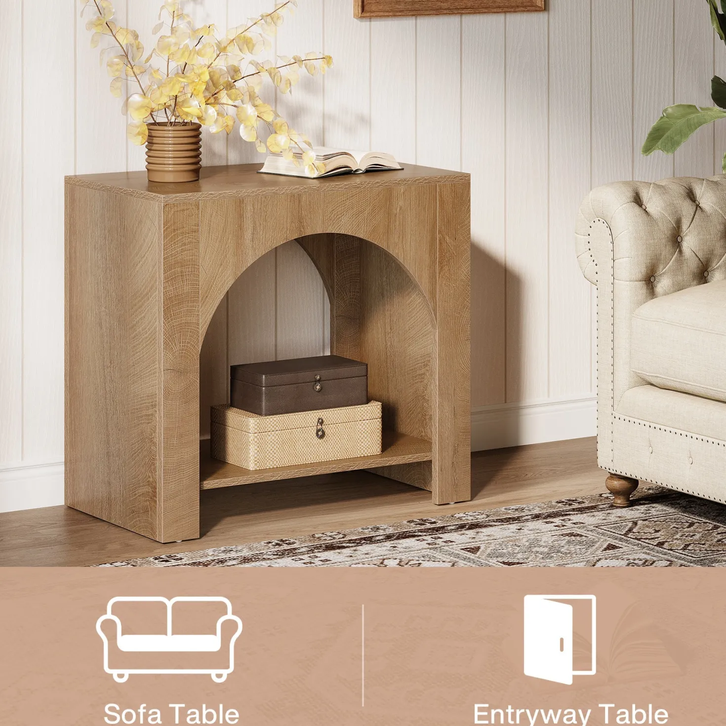 27" End Table, 2 Tier Square Side Table with Storage Shelf