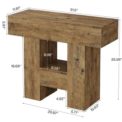 31.5" End Table, Farmhouse Sofa Side Table with 2-Tier Shelf and Heavy Duty Base