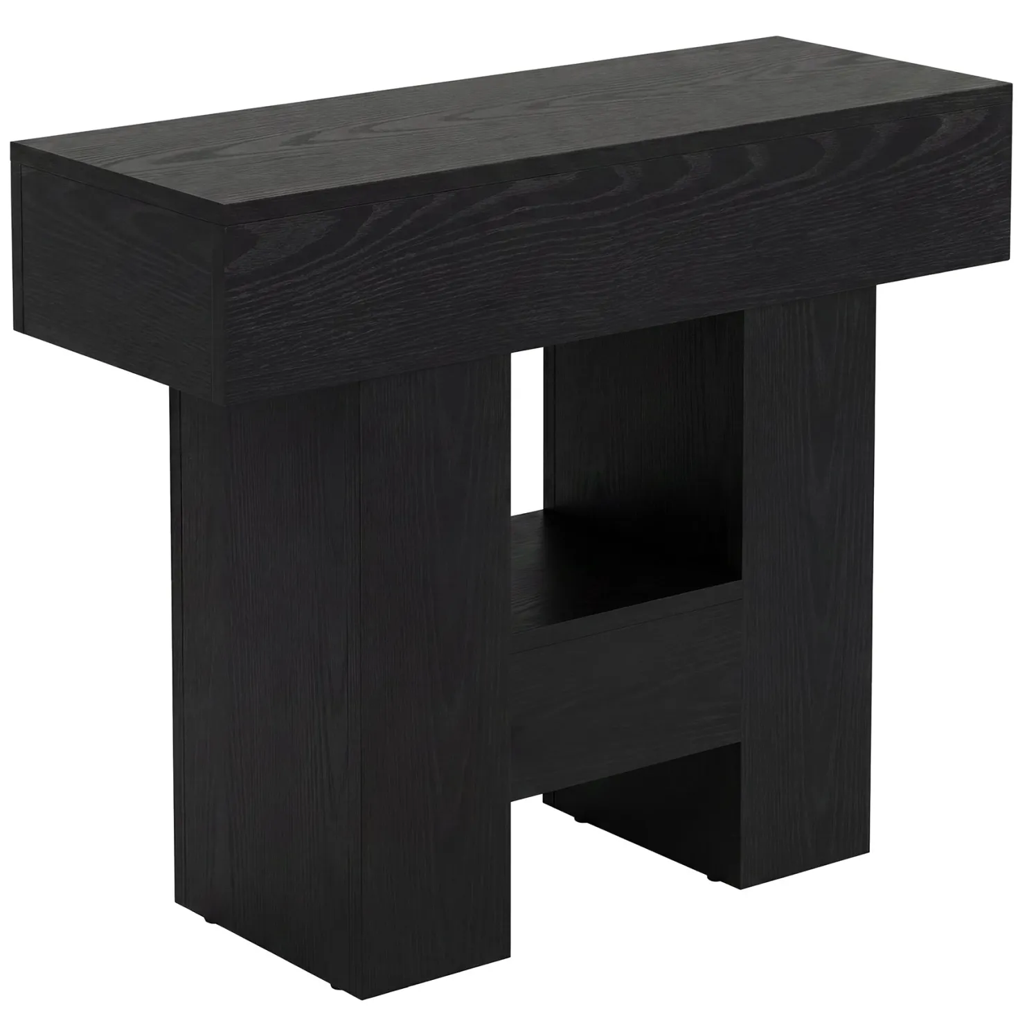 31.5" End Table, Farmhouse Sofa Side Table with 2-Tier Shelf and Heavy Duty Base