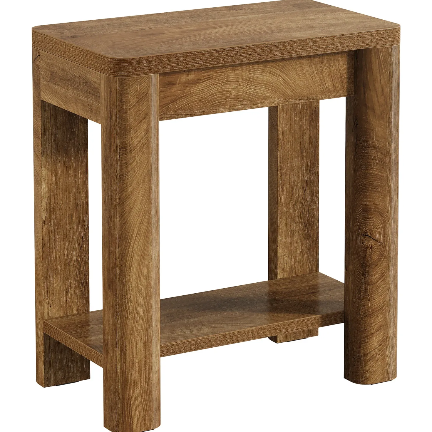 23.6" End Table, Farmhouse Wooden Side Table with Storage Shelf