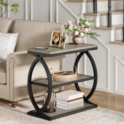 23.6" End Table, Narrow 3-Tier Side Table Nightstand for Living Room