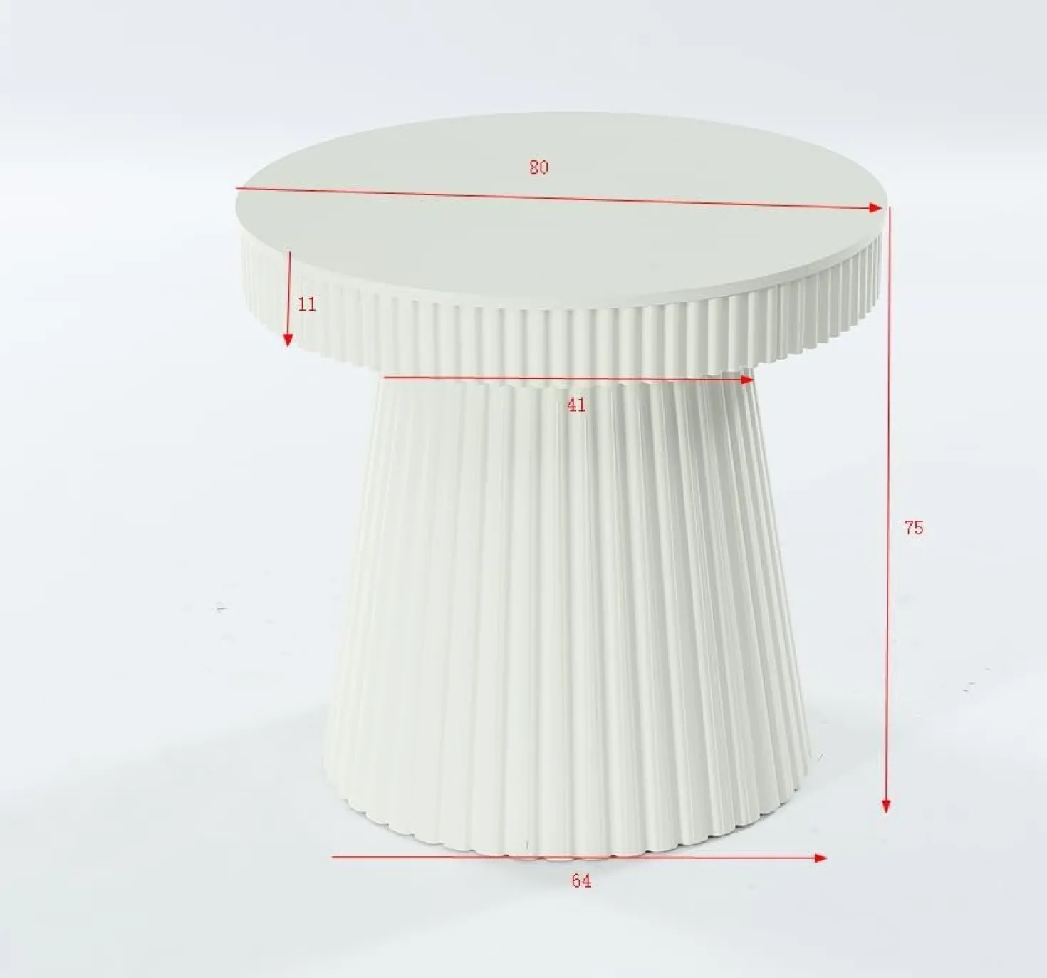31.5" End Table, Round Bedside Table Nightstand with Fluted Pedestal