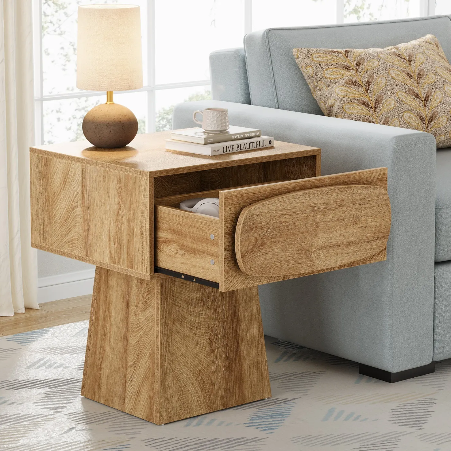 21.6" End Table, Small Side Table with Storage Drawer