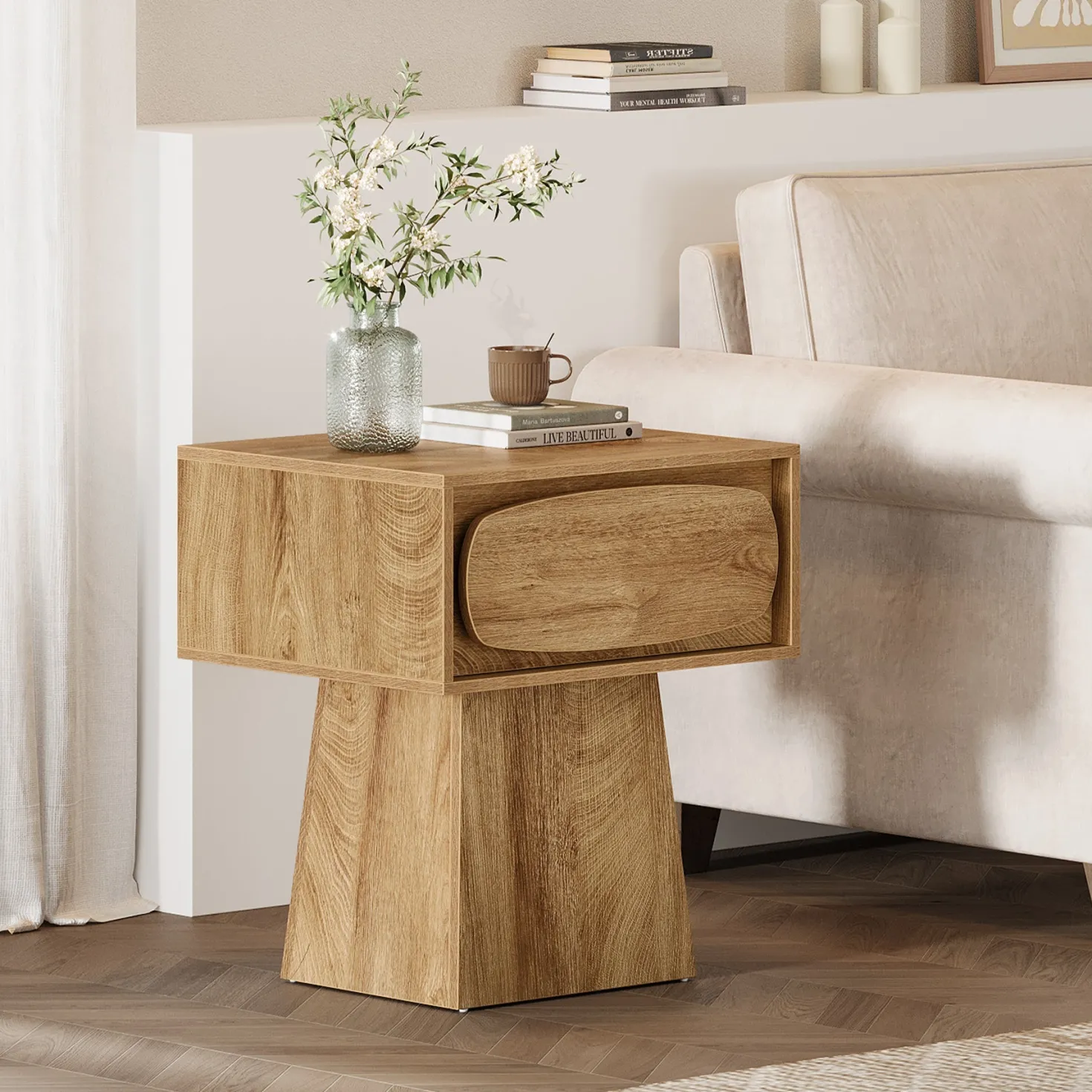 21.6" End Table, Small Side Table with Storage Drawer