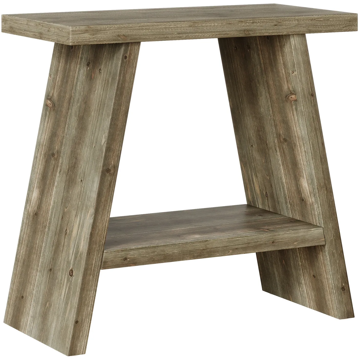 23.6" End Table, Solid Wood Small Side Table with 2-Tier Storage