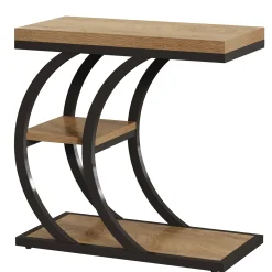 23.6" End Table, 3-Tier Couch C-Shaped Side Table with Storage