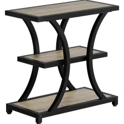23.6" End Table, 3-Tier Side Table Nightstand with Geometric Design