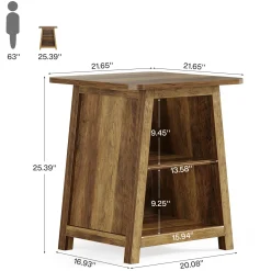 21.6" End Table, 3-Tier Sofa Side Table With Storage