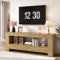 63" Entertainment Center for TVs up to 75", Media Console with Storage Shelf for Living Room