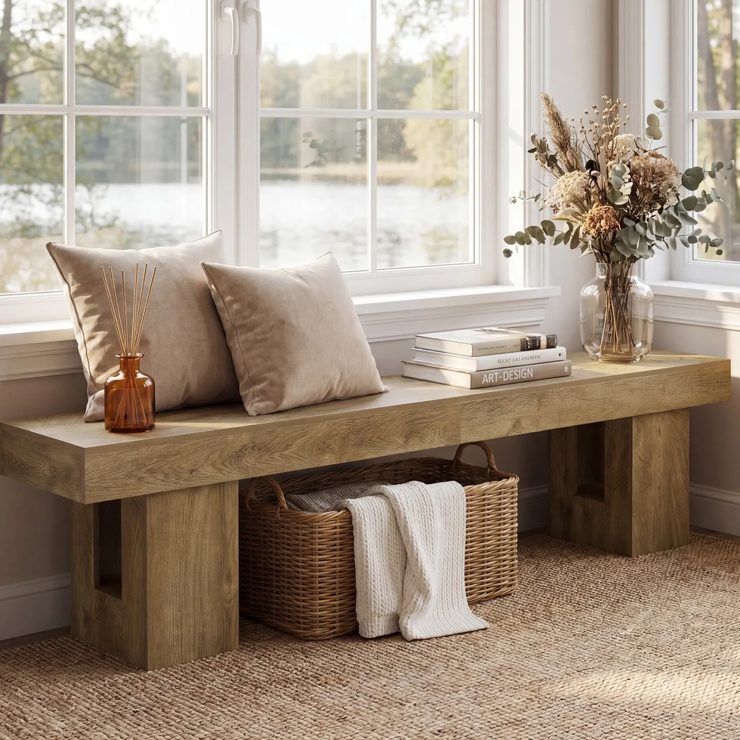 83" Entryway Bench, Extra-Long Shoe Bench with Sturdy Base for Hallway