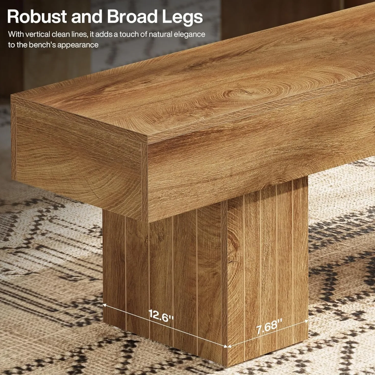55" Entryway Bench, Farmhouse End of Bed Bench Long Dining Bench