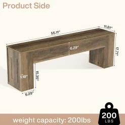 55" Entryway Bench, Indoor End of Bed Bench for Hallway