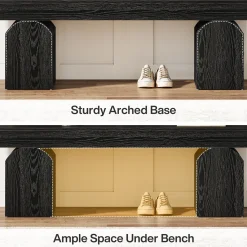 59" Entryway Bench, Long Shoe Bench with Arched Bases