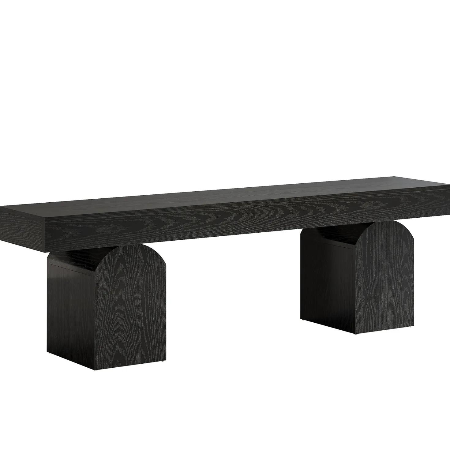59" Entryway Bench, Long Shoe Bench with Arched Bases