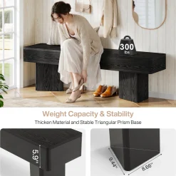 47.24" Entryway Bench, Modern Shoe Bench with Sturdy Bases
