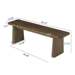55" Entryway Bench, Solid Wood End of Bed Bench Dining Bench