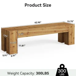 63" Entryway Bench, Solid Wood Bench Heavy Duty TV Stand Media Consoles