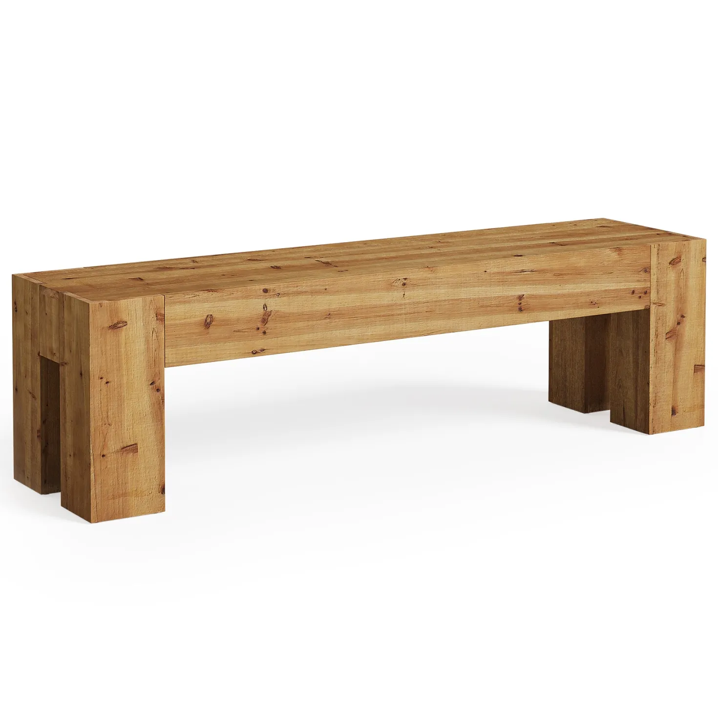 63" Entryway Bench, Solid Wood Bench Heavy Duty TV Stand Media Consoles