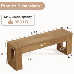 47" Entryway Bench, Sturdy Bench Seat End of Bed Bench