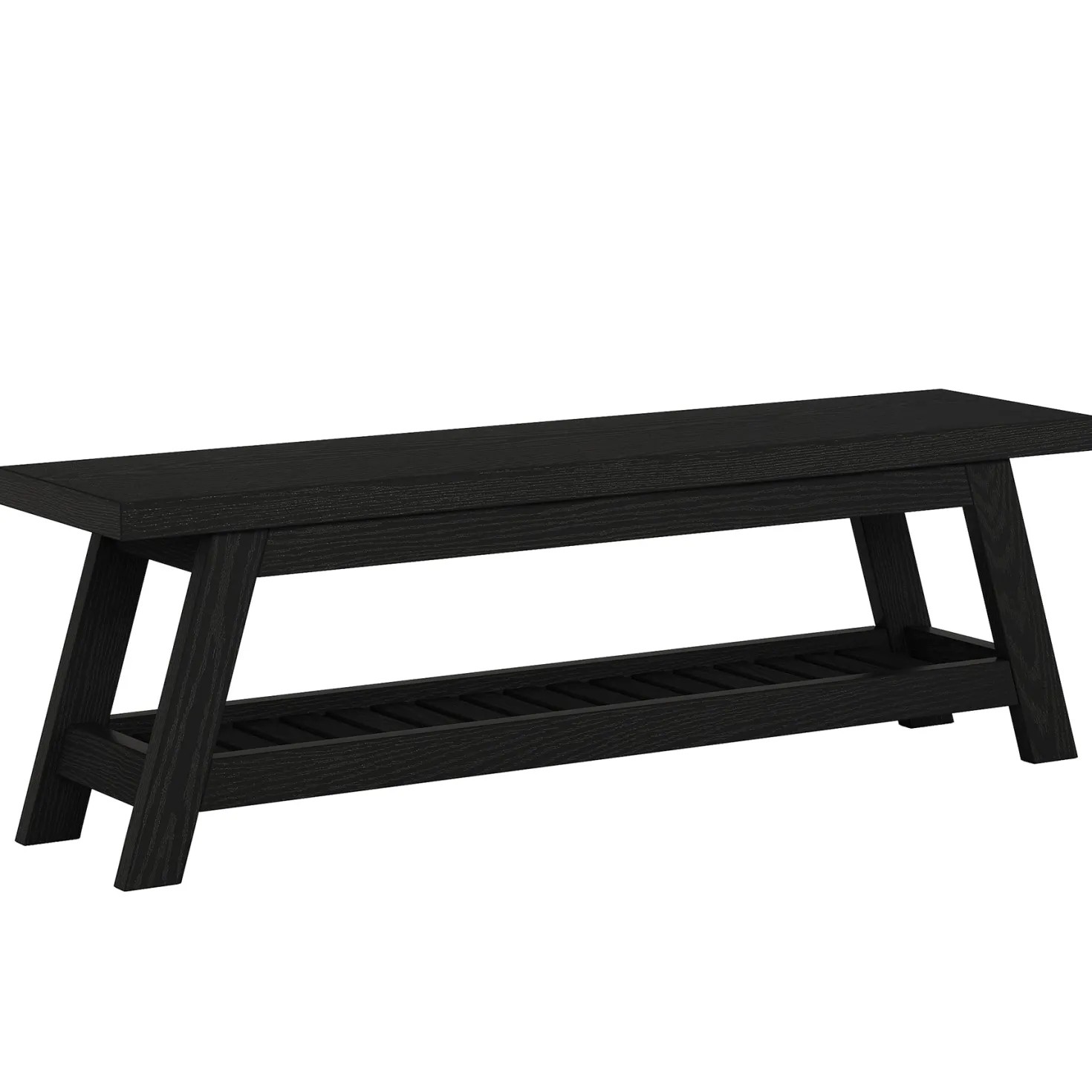 55" Entryway Bench, 2-Tier Foyer Seating Bench with Shoe Storage