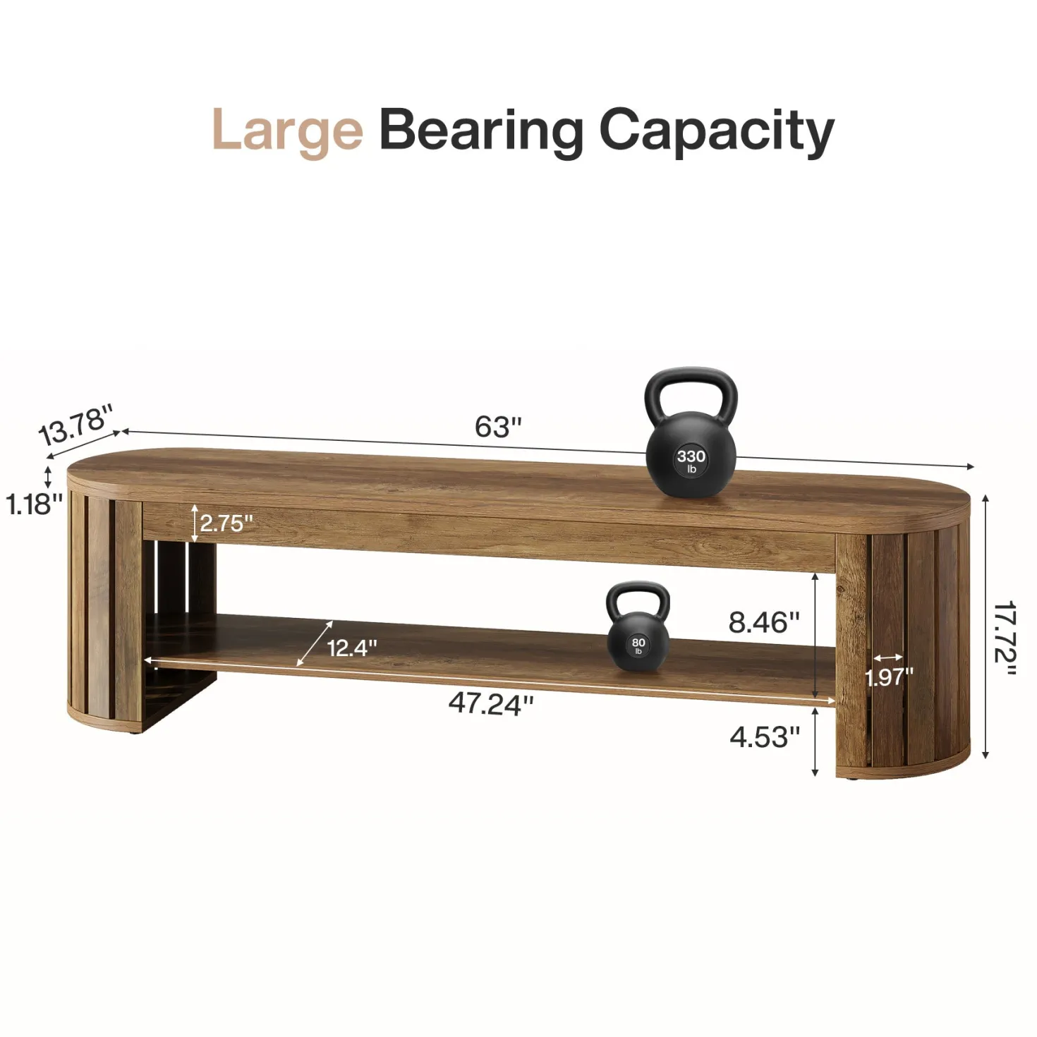 63" Entryway Bench, 2-Tier Narrow Shoe Bench with Shoe Storage