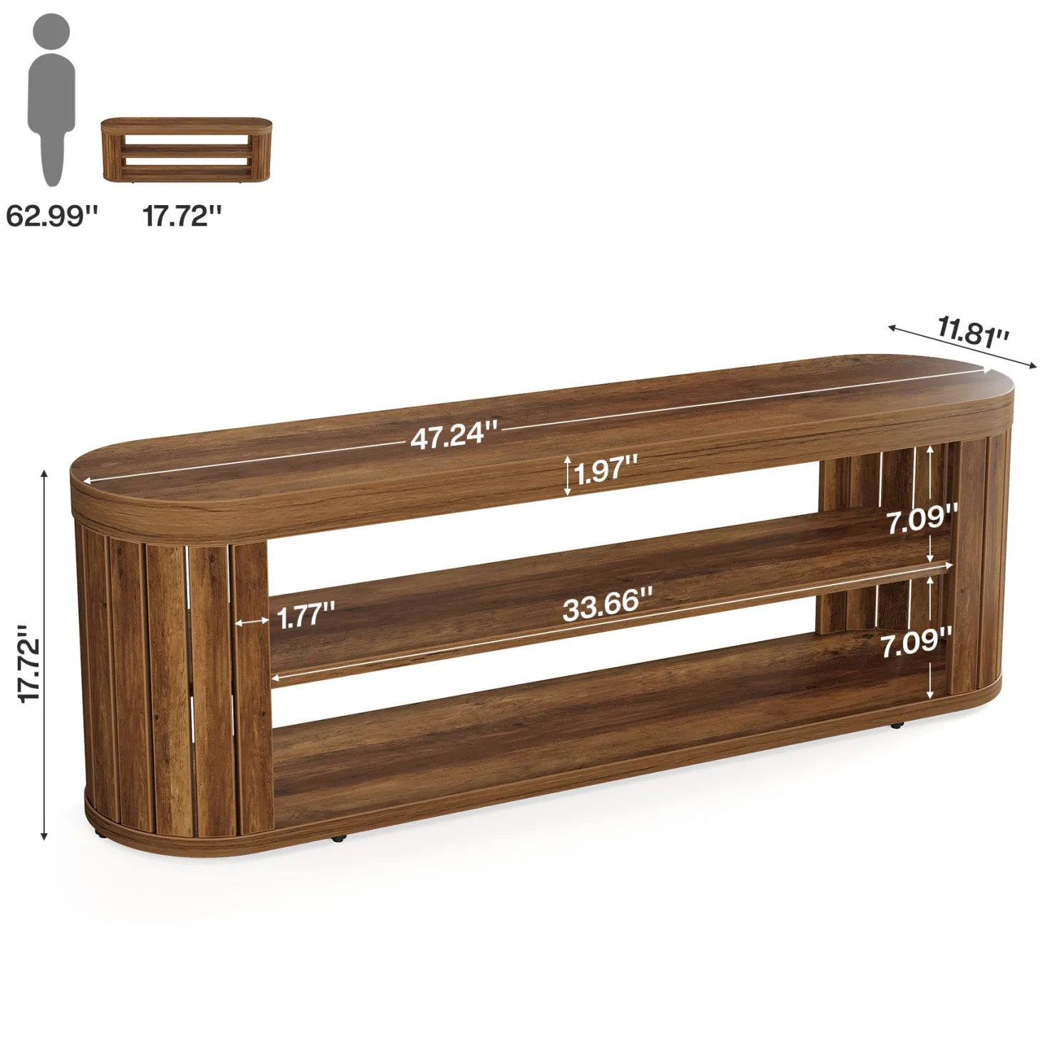 47.2" Entryway Bench, 2-Tier Shoe Bench End of Bed Stool with Storage
