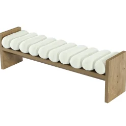 59'' Entryway Bench with Boucle Cushion, Upholstered Fabric End of Bed Bench for Hallway