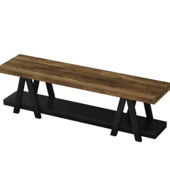 59.05" Entryway Bench with Shoe Storage, 2-Tier End of Bed Bench with Shelves