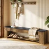 71" Entryway Bench with Shoe Storage, Farmhouse Shoe Bench with 2 Shelves