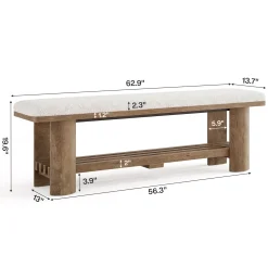 62.9" Entryway Bench with Storage, Upholstered Shoe Bench with Faux Lamb Wool Cushion