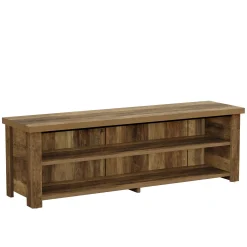 55.1" Entryway Bench with Storage, 2-Tier Farmhouse Shoe Storage Rack for Entryway