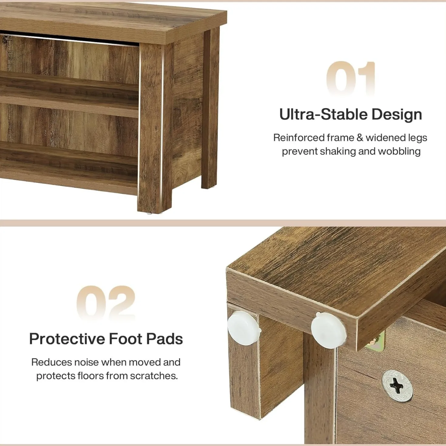 55.1" Entryway Bench with Storage, 2-Tier Farmhouse Shoe Storage Rack for Entryway