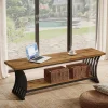55" Entryway Bench, Wood End of Bed Shoe Bench with Shelf