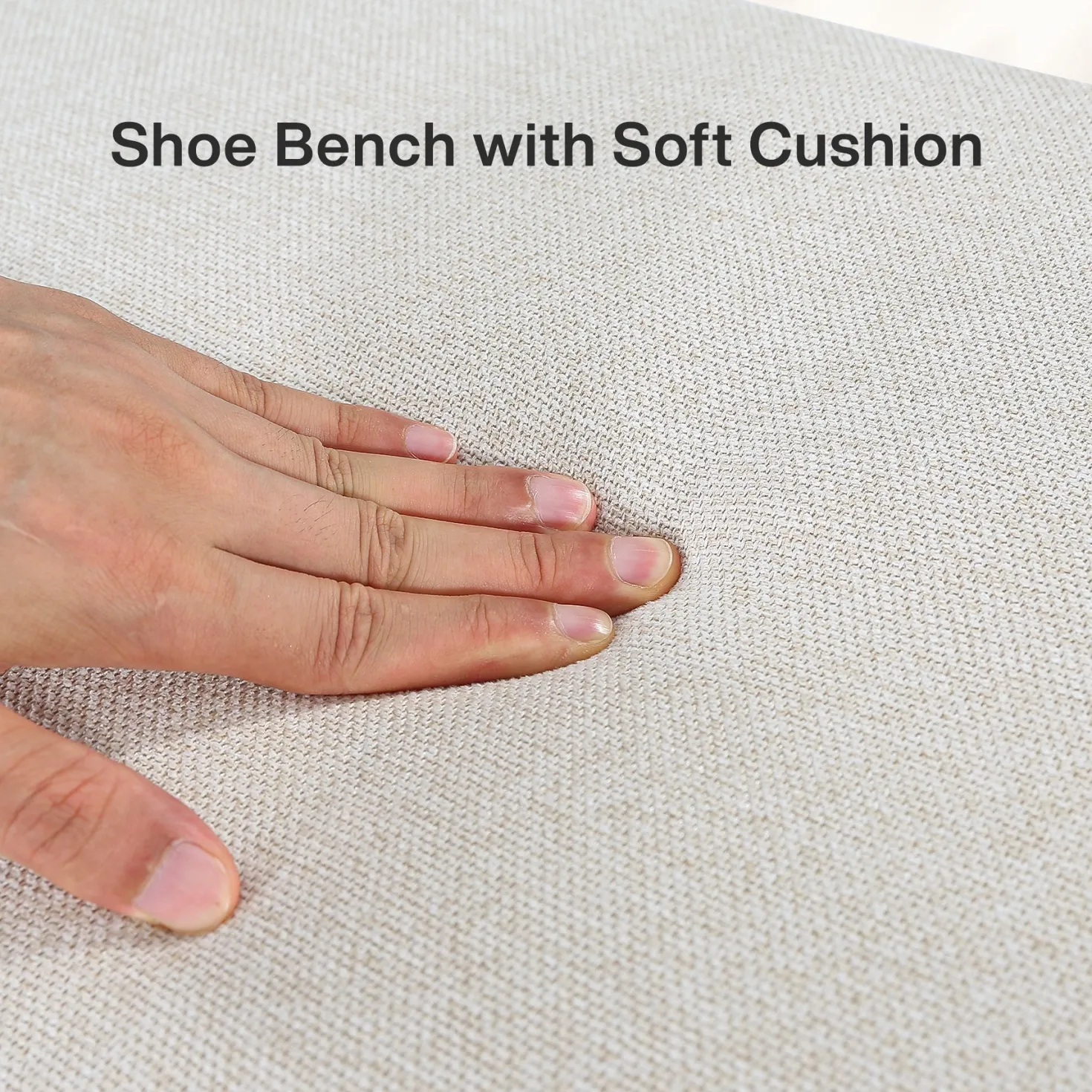 55" Entryway Bench, Wooden Shoe Bench with Cushion and Shoe Rack