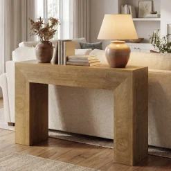 43.3" Entryway Console Table, Small Sofa Table with Fluted Design Behind Couch