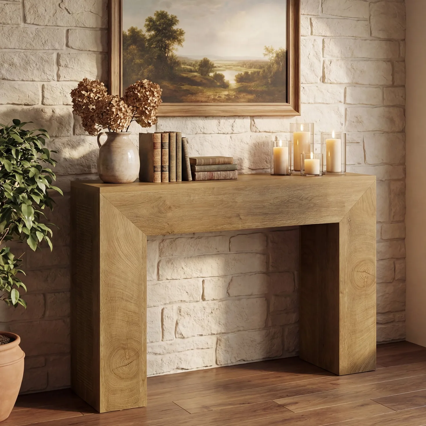 43.3" Entryway Console Table, Small Sofa Table with Fluted Design Behind Couch