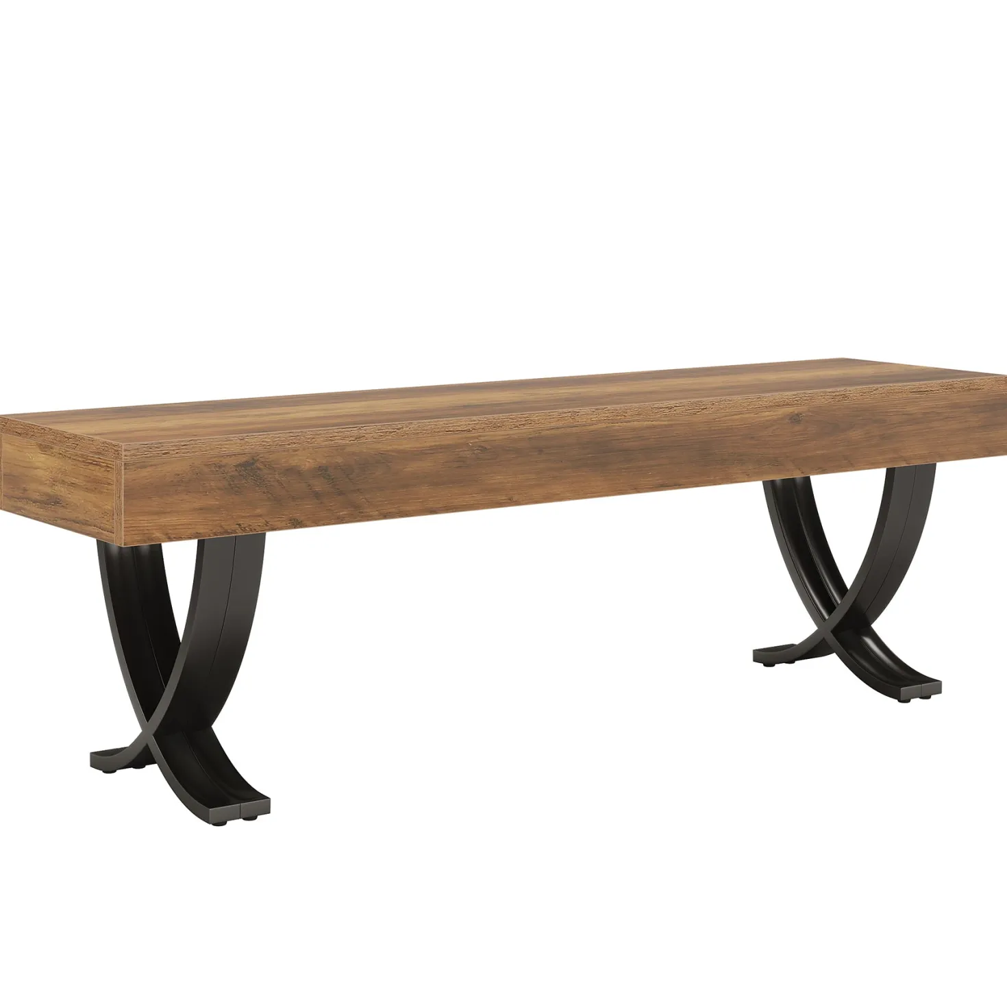 55" Entryway Shoe Bench, Industrial End of Bed Stool with Metal X-Shaped Legs